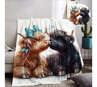 IUNTWEIE Couverture Douillette Vache Highlands 130x150cm,Enfant et Adulte, Motif de Vache écossais - pour Les Voyages(B, 130x150cm)