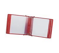 IUokLU Dossier, système de référence et d'affichage mural, 10 poches double face, organiseur de documents, système de référence et d'affichage mural en PVC et métal (rouge)