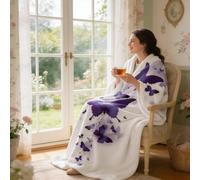 Ivarunner Couverture papillon violet 152,4 x 127,2 cm, cadeau pour femme, couverture printanière en flanelle douce pour canapé, cadeau de Saint-Valentin, d'anniversaire pour maman, amis