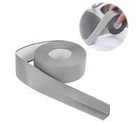 IVEOPPE Joint Salle de Bain - 12m*32mm Bande Etancheite Autocollante en PVC, Plinthe Souple Autoadhésive, pour Baignoire, Salle de Bain, Cuisine, Anti-moisissure, Calfeutrage (Gris)