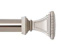Ivilon Tringle à rideaux décorative pour fenêtre - Embouts carrés sculptés, tringle de 3,8 cm, 71,1 à 121,9 cm Nickel satiné