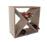 IVOL Étagère à vin en bois - Croix - 50 x 50 x 26 cm - Étagère à bouteilles - Étagère sur pied