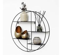 IVOL Étagère murale en métal noir avec 4 tablettes en métal - Ronde - 50 x 10 cm