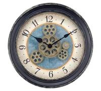 IvoQ Horloge Murale Industrielle avec Engrenages Mobiles - Mouvement Silencieux - Métal - Ø 32 cm