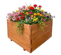 IvoQ Jardinière en Bois pour Extérieur - Carré 60x60x45 cm - Bois de Sapin Massif - Bac à Fleurs Résistant aux Intempéries Jardin & Terrasse