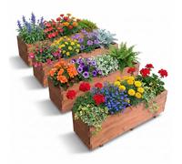 IvoQ Jardinières en Bois Lot de 4 – 120x40x32 cm – Bois – Bac à Fleurs Résistant aux Intempéries pour Extérieur – Sac Intérieur Inclus