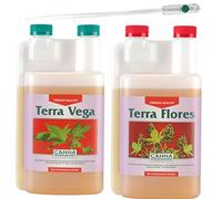 IVORYS-GARDEN Canna Terra Vega Grow + Terra Flores Bloom Engrais 1 l avec pipette
