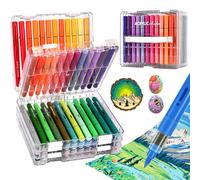 IVSUN 60 Couleurs Feutre Acrylique, Marqueur Acrylique Pointe Pinceau 1-8 mm, Acrylic Paint Markers pour Coloriage Adulte, Stylos Acryliques Peinture sur Pierre, Toile, Bois, Verre, Céramique