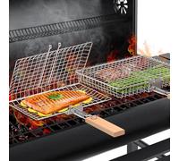 Ivtivfu Ensemble de Paniers à Barbecue, Accessoires Barbecue, Cadeau Homme | Poignée Amovible, Inox 304, Ustensiles de Cuisine pour Grille à Légumes Exterieur Camping, Idee Anniversaire Papa