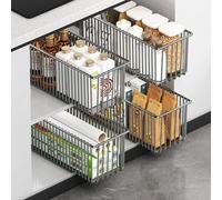 IVTUVTI Paquet de 4 paniers d’organisateur d’armoire coulissants,coulissants de nettoyage amovibles, organisateur d’armoire coulissant télescopique pour la cuisine, étagères de paniers de tiroirs cou