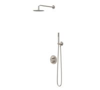 IVY Bond ensemble de douche pluie encastré - douche de tête medium Ø 25 cm - douchette ronde - support fixe - nickel brossé CSB2GNBECA