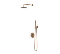 IVY Pact ensemble de douche pluie encastré - douche de tête medium Ø 30 cm - bras de plafond 15 cm - douchette ronde - support fixe - cuivre brossé mat CSP2GKBFBA