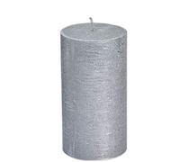 Ivyline SPAAS Bougie Pilier Cylindre 70/130 mm, ± 60 Heures, Non-parfumée - Argent
