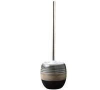 IWENZHKPA Brosse WC Brosse De Toilette Rétro avec Support Rond en Céramique, Cuvette À Long Manche for Le Nettoyage Toilette Et Supports(Black)