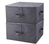 iwill CREATE PRO Boîte de rangement pliante empilée avec couvercle, bons tiroirs de placard, noir gris, 2 pièces