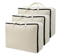 iwill CREATE PRO Sac Organisateur en Toile de Coton Doux et Respirant - 100% Naturel avec Anses (Beige, 3 Pièces)