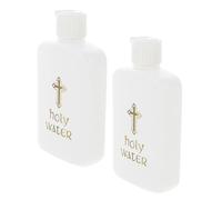 IWOWHERO 2 Pièces Bouteille d'eau Bénite Blanche en PE Couvercle | Flacon Miniature de 100ml pour Liquides Cosmétiques ou Huiles Essentielles, Remplissage Facile, Baptêmes, Offices Religieux