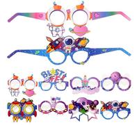 IWOWHERO 24 Lunettes en Papier à Thème Espace, Légères et Solide, Accessoires Photo de Fête pour Décoration de Fête Outer Space Party
