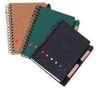IWOWHERO 3 Pièces Cahier Adhésif à Spirale Porte-stylo, Agenda Quotidien | Papier Offset Recto Verso, Couverture Simple et Élégante, pour École, Enseignants et Bureau