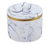 IWOWHERO Boîte de Rangement Coton-Tige avec Couvercle Organisateur de Bureau et Vanity Boîte à Cotons et Cure-Dents Motif Marbre Protection Anti-poussière et Humidité Compacte et