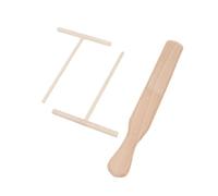 IWOWHERO Ensemble de 3 Pièces Spatule et Râteau en Bois de Hêtre pour Crêpes, Outil D'épandage Fait Main Ergonomique, pour Plaque Électrique et Cuisson Plate