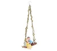 IWOWHERO Figurine Miniature de Couple en Résine Résistante aux Intempéries Balançoire en Corde de Chanvre pour Décor Extérieur Élégant de Jardin et Clôtures