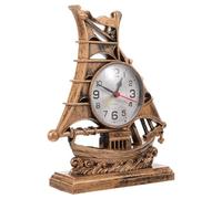 IWOWHERO Horloge de Table en Plastique Modèle Voilier Or, Résistance Rouille, Facile à Ranger, Réveil Vintage Décoratif pour Salon ou Bureau Plusieurs Styles