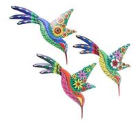 IWOWHERO Oiseaux Colibris Délicat et Solide 3pcs Décoration Murale en Métal Ornement Suspendu pour Maison et Jardin pour Décoration Intérieure et Extérieure
