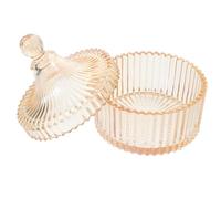 IWOWHERO Pot à Bonbons en Verre Transparent Ambré avec Couvercle, Rangement Pratique pour Cotons-tiges et en-Cas, Accessoire pour Cuisine et Salle de Bain