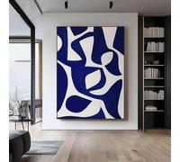 IXEHOH Grande toile abstraite bleu marine,art mural moderne,peinture abstraite bleue pour salon,décoration murale encadrée,70 x 100 cm (28 x 39 pouces) avec cadre noir