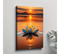 IXEHOH Toile Murale Lotus, Paysage de Coucher de Soleil Sérénité Décoration Murale, Grandes Impressions sur Toile Abstraite Moderne pour Chambre, Art Nature Zen pour Salon 80x120