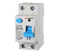 IXTRIMA Disjoncteur Différentiel Pur 63 A 2 Pôles 2P 220 V 6 kA 30 mA 2 Modules DIN, RCCB C63