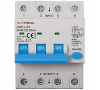 IXTRIMA Interrupteur magnétothermique différentiel 3P+N 32A 30mA 380V-6KA 30mA pour rail DIN - 4 modules DIN - Protection circuit et sécurité Installations