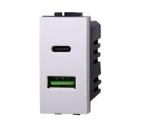 IXTRIMA Module prise chargeur double USB 2 ports, 3,1 A USB-c + U SB A, couleur blanche compatible avec Bticino Living Light/International 1 pièce