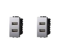 IXTRIMA Module prise chargeur double USB 5 V 2,1 A - 2 ports USB-A couleur grise compatible avec Bticino Living Light/International 2 pièces