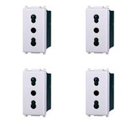 IXTRIMA Prise bipas compatible plate 2P+T 10/16 A 250 V couleur blanche EV2001 kit 4 pièces