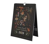 Iyalezirk Calendrier lunaire sombre 2025 Pendentif mural Illustré pour bureau, maison, décoration cadeau, calendrier ArtMoon