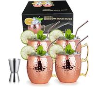 izdeel Verres Moscow Mule Cuivre Mugs 550ml Tasses pour Cocktail, Rhum, Boissons Froides, Maison, Bar, Fête, La Saint Valentin Anniversaire Journée des mères Journée des pères Cadeaux Ensemble