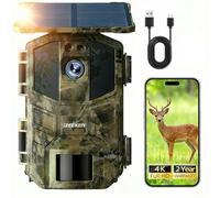 iZEEKER Solaire Caméra de Chasse 4K 64MP WiFi 6 Bluetooth avec 5200mAh Batterie Rechargeable, 0,1s Déclenchement, Camera Chasse Vision Nocturne IR Détection Mouvement, IP66 Étanche