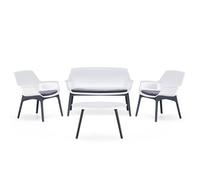 Izmir - Salon De Jardin 4 Places Blanc Avec Table Basse