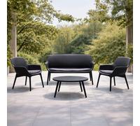 Izmir salon de jardin 4 places gris anthracite avec table basse