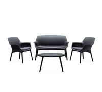 Izmir - Salon De Jardin 4 Places Gris Anthracite Avec Table Basse