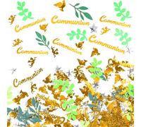 iZoeL 30 g Confettis Communion Or Confettis Bapteme Décoration de Table Garcon Fille - Etoile/Argent Pigeon/Ange/Communion
