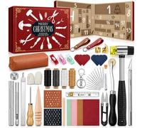 iZoeL Calendrier de l'Avent Adulte Cuir Outils, Cuir Artisanat, Cadeau Noel | Calendrier de l'Avent, Outils de Couture Gravure Découpe Estampage Impression, Cadeaux Noel, pour Débutant Femme Homme