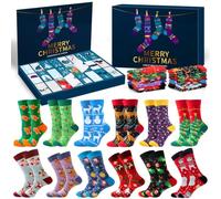 iZoeL Calendrier de l'Avent Chaussettes, Calendrier de l'Avent Adulte | 12 paires, Calendrier de l'Avent, Chaussette de Noel, Femme Homme, Cadeau Noel, Père Mère Oncle Tatie Fils Fille Frères Sœurs