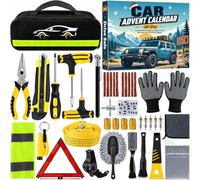 iZoeL Calendrier de l'Avent Homme Voiture, 24 Outils Automobile Cadeau Noel | Outils Automobile Entretien/ Nettoyage/ Urgences, 24 Accessoire Voiture, Calendrier Avent pour Papa Maris Fils Conducteur