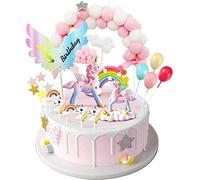 iZoeL Decoration Gateau Licorne Happy Birthday Cake Topper Arc-en-Ciel