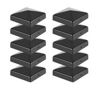 Izrielar 10x Capuchon de poteau Chapeau pointe de diamant poteau bois Clôture de protection noire 91*91mm ACCESSOIRES CLOTURE
