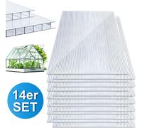 Izrielar 14 Pcs double plaque alvéolaire Plaques alvéolaires 60,5 x 121 cm 4mm résistant aux UV Pour serre horticulture abris de voiture transparents
