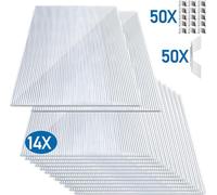 Izrielar 14x polycarbonate alvéolaire 4mm, 10,25m² plaque double paroi, 50x agrafes + 50x Z-clips, résistant aux UV Pour serre horticole Abris de voiture